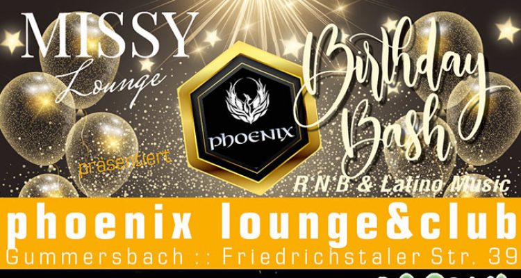 Gummersbach: Birthday Bash @phoenix Fr. 12.11.2021 Missy Lounge feiert ab 22 Uhr Geburtstag