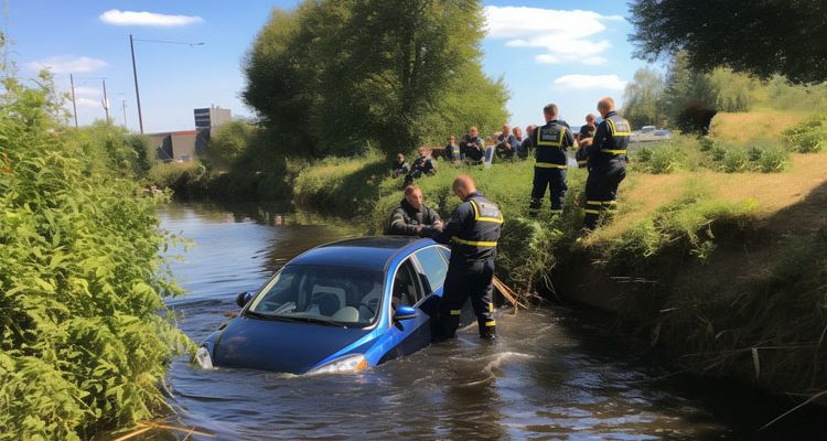 Tödlicher Unfall bei Lohmar (BAB3) Auto stürzt in Fluss. Fahrer verstorben